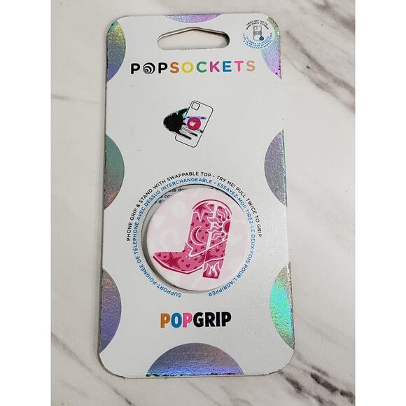 PopSockets‎ Cell Phone Grip PINK COWBOY COWGIRL BOOT western equestrian horse - Picture 1 of 3